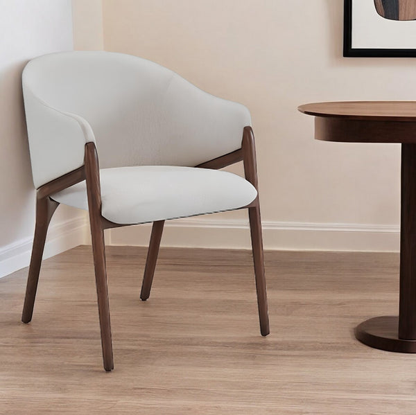 Homeroots Cream And Brown Upholstered Fabric Wing Back Dining Arm Chair  Wood 488006