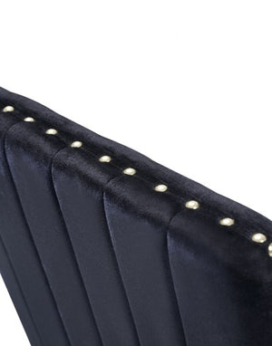 Homeroots Set Of Two Tufted Black And Gold Upholstered Velvet Dining Side Chairs   488009