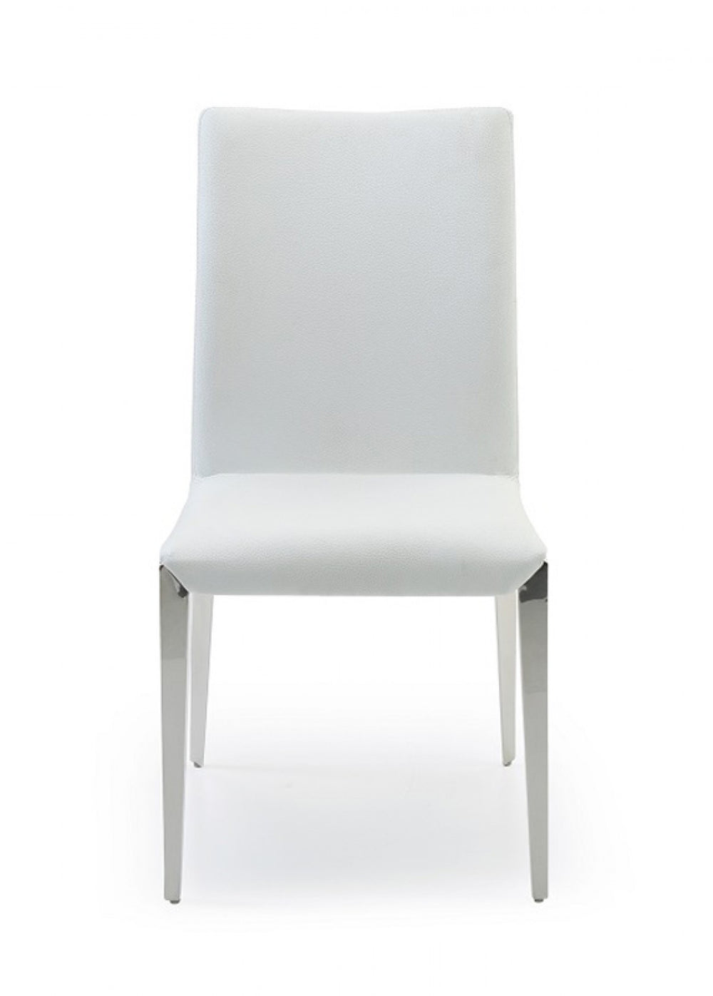 Homeroots Set Of Two White And Silver Upholstered Faux Leather Dining Side Chairs   488012