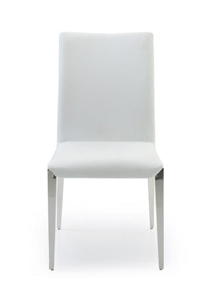 Homeroots Set Of Two White And Silver Upholstered Faux Leather Dining Side Chairs   488012