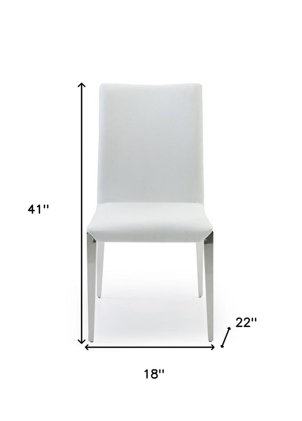 Homeroots Set Of Two White And Silver Upholstered Faux Leather Dining Side Chairs   488012