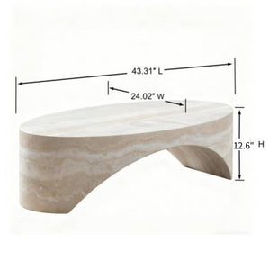 English Elm The Oval Marble Effect Fiberglass Coffee Table Low Profile Contemporary Living Room White W2085P374185
