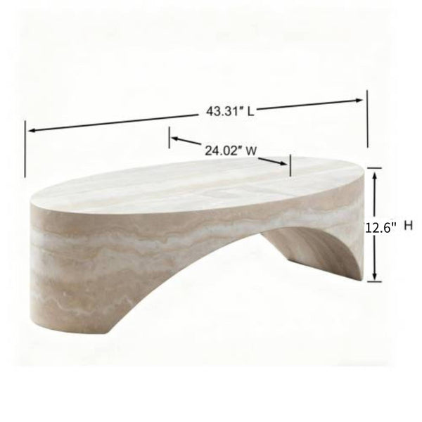 English Elm The Oval Marble Effect Fiberglass Coffee Table Low Profile Contemporary Living Room White W2085P374185