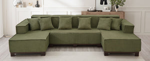 English Elm Swivel Barrel Accent Chair Chenille Tufted Round Club Seat for Living Room Lounge Green N719S002220F