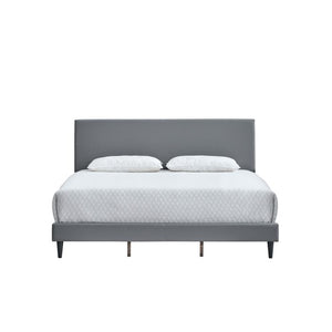 English Elm Baron Full Bed Frame with Faux Leather Upholstery, Slat Support, Adjustable Headboard Height, Fits 7–13" LIGHT GREY 26.37 L x 82 W x 7.28 H B078P380169