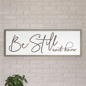 Homeroots 16" X 45" Brown And White Be Still And Know Solid Wood Wall Decor  Solid Wood 488044