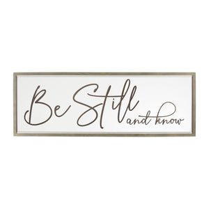 Homeroots 16" X 45" Brown And White Be Still And Know Solid Wood Wall Decor  Solid Wood 488044