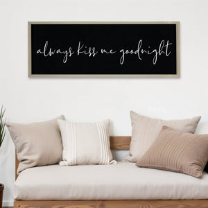 Homeroots 17" Solid Wood Wall Decor - "Always Kiss Me Goodnight" - Stylish Brown & Black Accent For Your Home  Solid Wood 488047