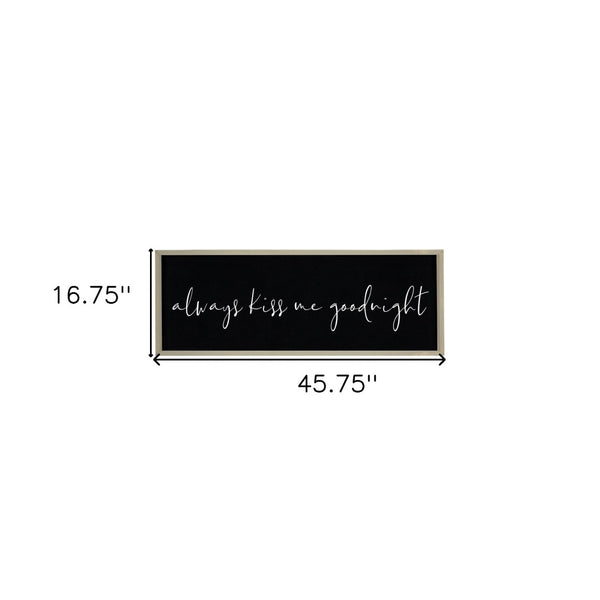 Homeroots 17" Solid Wood Wall Decor - "Always Kiss Me Goodnight" - Stylish Brown & Black Accent For Your Home  Solid Wood 488047