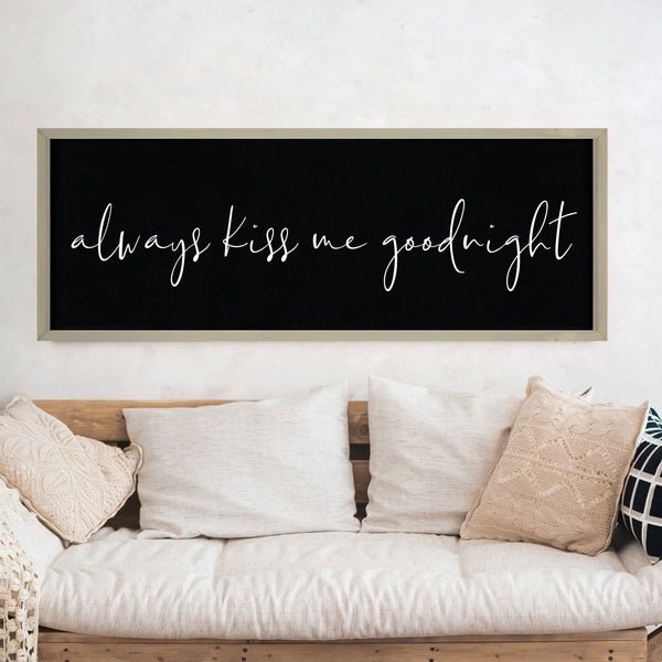 Homeroots 17" Solid Wood Wall Decor - "Always Kiss Me Goodnight" - Stylish Brown & Black Accent For Your Home  Solid Wood 488047