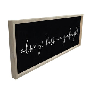 Homeroots 17" Solid Wood Wall Decor - "Always Kiss Me Goodnight" - Stylish Brown & Black Accent For Your Home  Solid Wood 488047