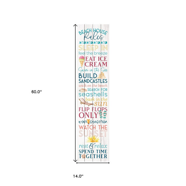 Homeroots 14" Blue And White Beach House Solid Wood Wall Decor - Stylish Art To Brighten Your Space!  Solid Wood 488052