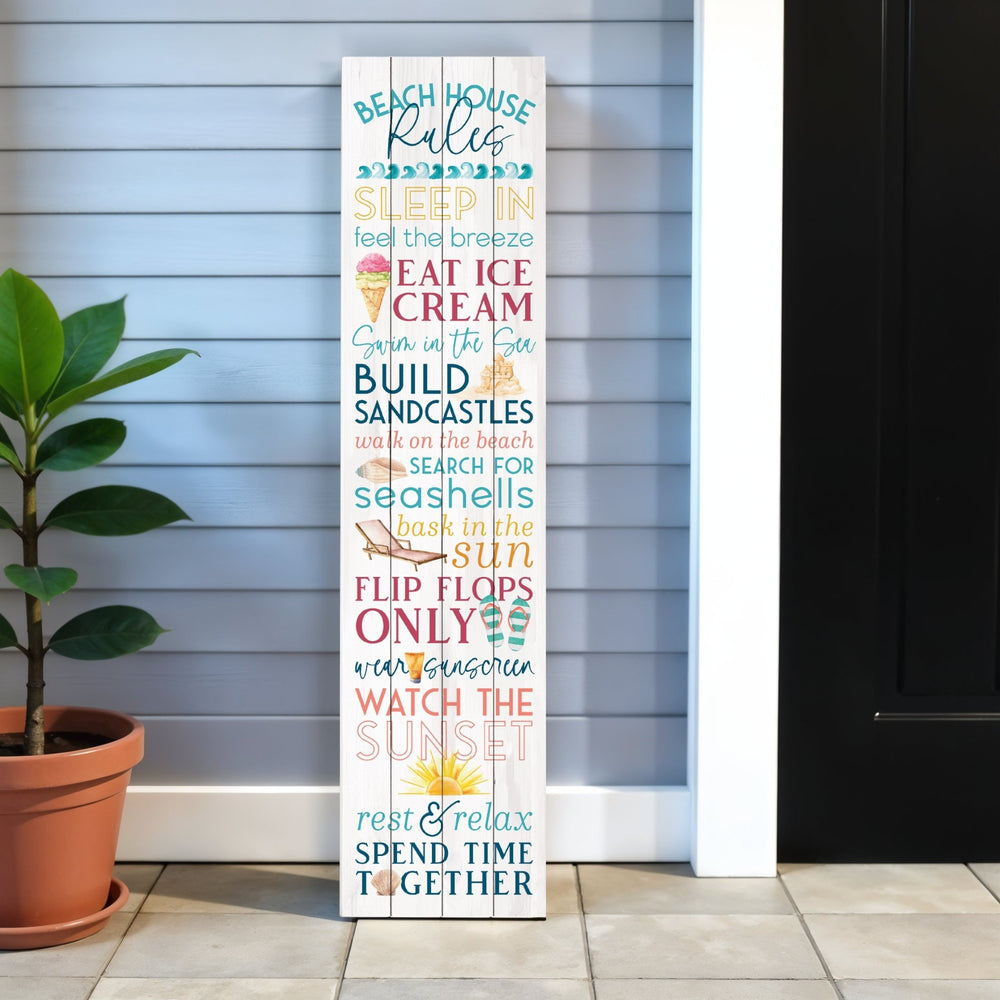 Homeroots 14" Blue And White Beach House Solid Wood Wall Decor - Stylish Art To Brighten Your Space!  Solid Wood 488052