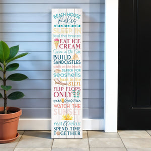 Homeroots 14" Blue And White Beach House Solid Wood Wall Decor - Stylish Art To Brighten Your Space!  Solid Wood 488052