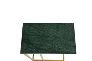English Elm Marble C-shaped Sofa Side Table with Gold Metal Frame Glam Living Room Accent B346P320729