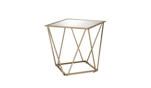 HomeRoots 24" Glamorous Champagne & Silver Mirrored End Table - Chic Accent for Living Room & Bedroom Decor 488080