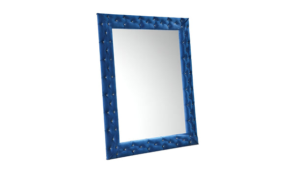 Homeroots 74" Blue Velvet Accent Mirror  Upholstered,Wood,Composite Wood 488089