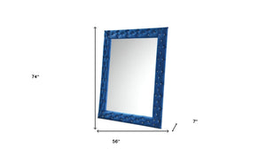 Homeroots 74" Blue Velvet Accent Mirror  Upholstered,Wood,Composite Wood 488089