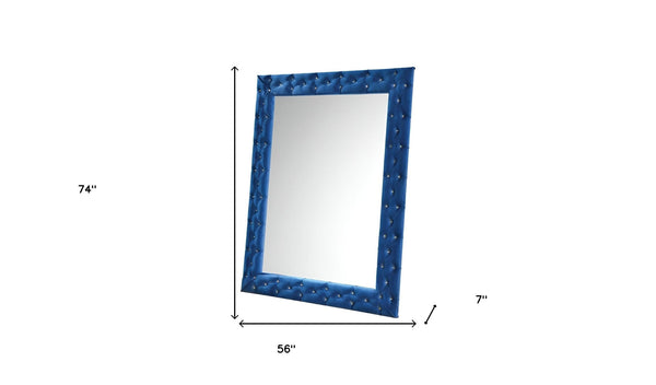 Homeroots 74" Blue Velvet Accent Mirror  Upholstered,Wood,Composite Wood 488089