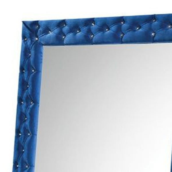 Homeroots 74" Blue Velvet Accent Mirror  Upholstered,Wood,Composite Wood 488089