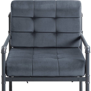 Homeroots 27" Gray Velvet And Steel Arm Chair   488099