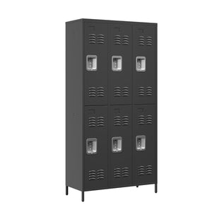 English Elm 6 Door 72"H Metal Lockers with Individual Locks for Home Gym Office School Garage – Durable Steel Storage T2398P282146