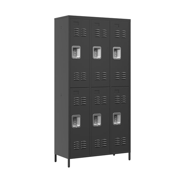 English Elm 6 Door 72"H Metal Lockers with Individual Locks for Home Gym Office School Garage – Durable Steel Storage T2398P282146
