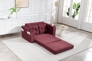 English Elm Convertible Floor Sofa Bed with Memory Foam and Ribbed Corduroy for Small Spaces Wine Red W395P438031