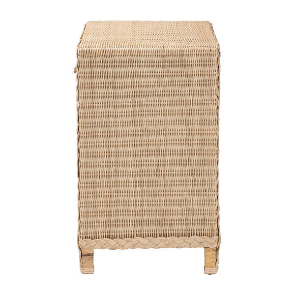 English Elm Japandi Braided Rattan Console Table with Two Drawers Open Shelves Entryway Storage B2750P420412
