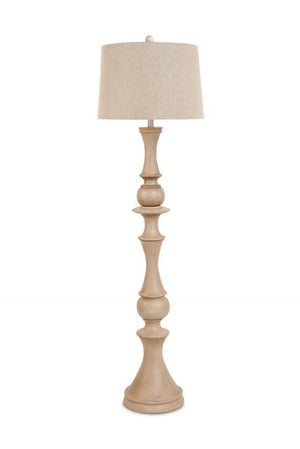 HomeRoots 63" Sculpted Stick Floor Lamp with Beige Burlap Shade – Elegant Warmth for Modern & Coastal Spaces 488338