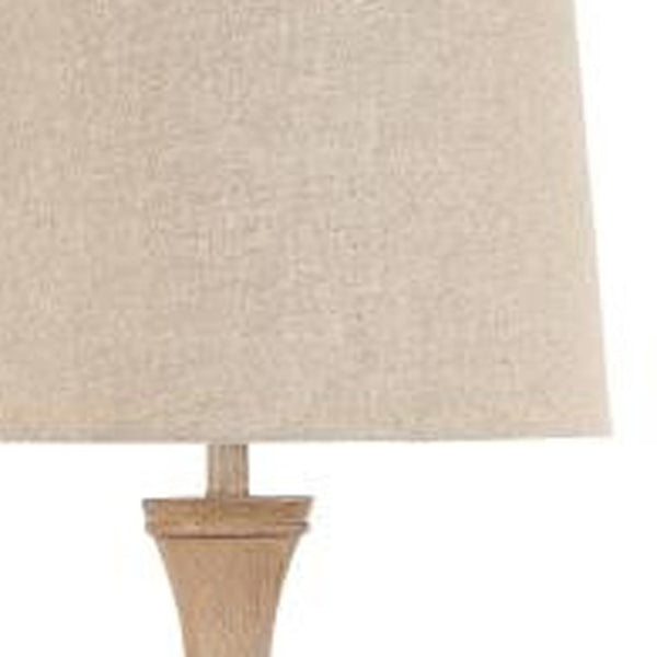 HomeRoots 63" Sculpted Stick Floor Lamp with Beige Burlap Shade – Elegant Warmth for Modern & Coastal Spaces 488338