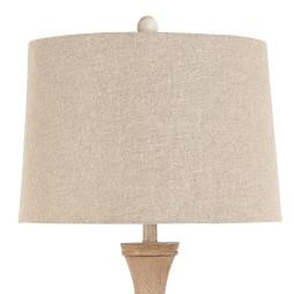 HomeRoots 63" Sculpted Stick Floor Lamp with Beige Burlap Shade – Elegant Warmth for Modern & Coastal Spaces 488338