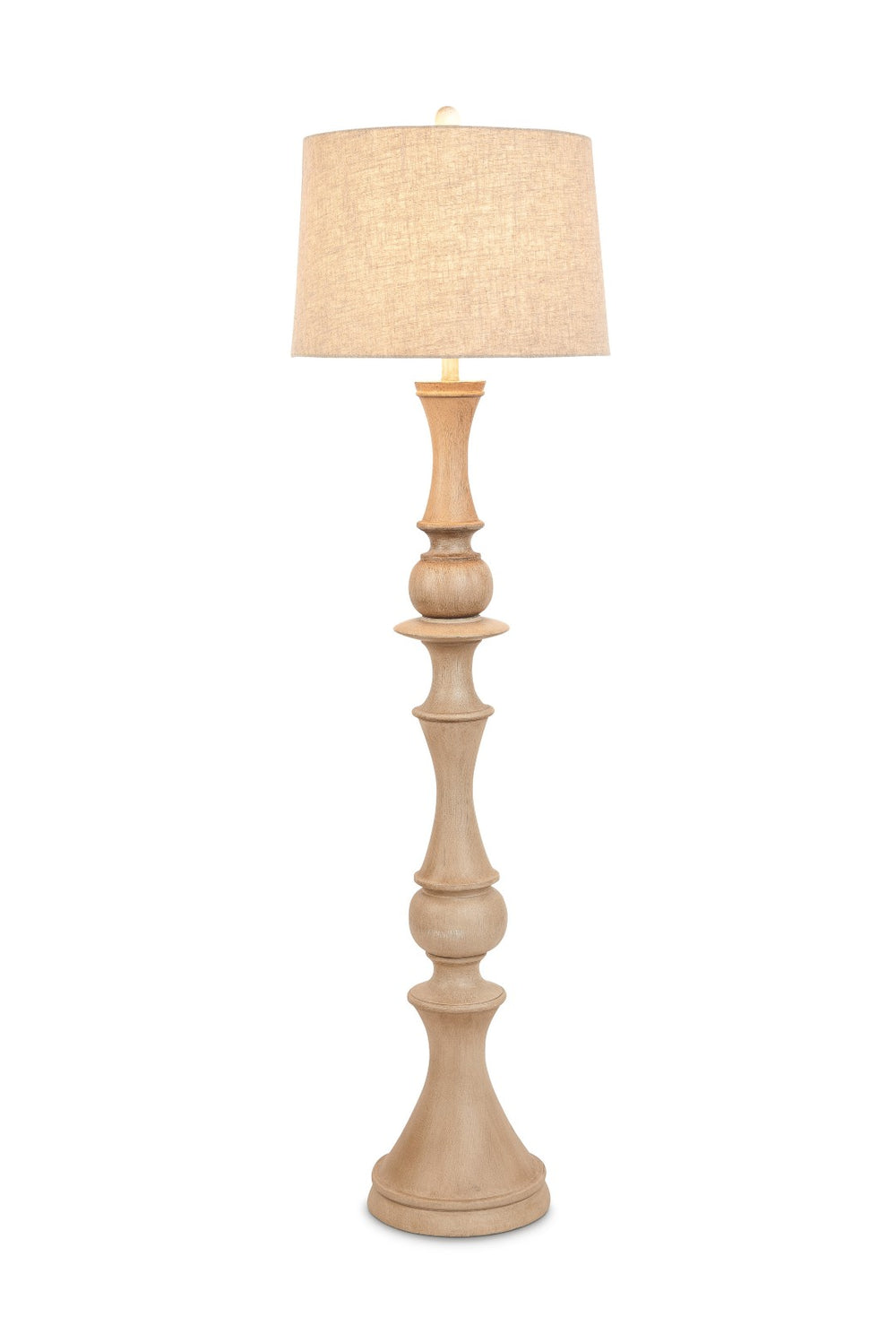 HomeRoots 63" Sculpted Stick Floor Lamp with Beige Burlap Shade – Elegant Warmth for Modern & Coastal Spaces 488338