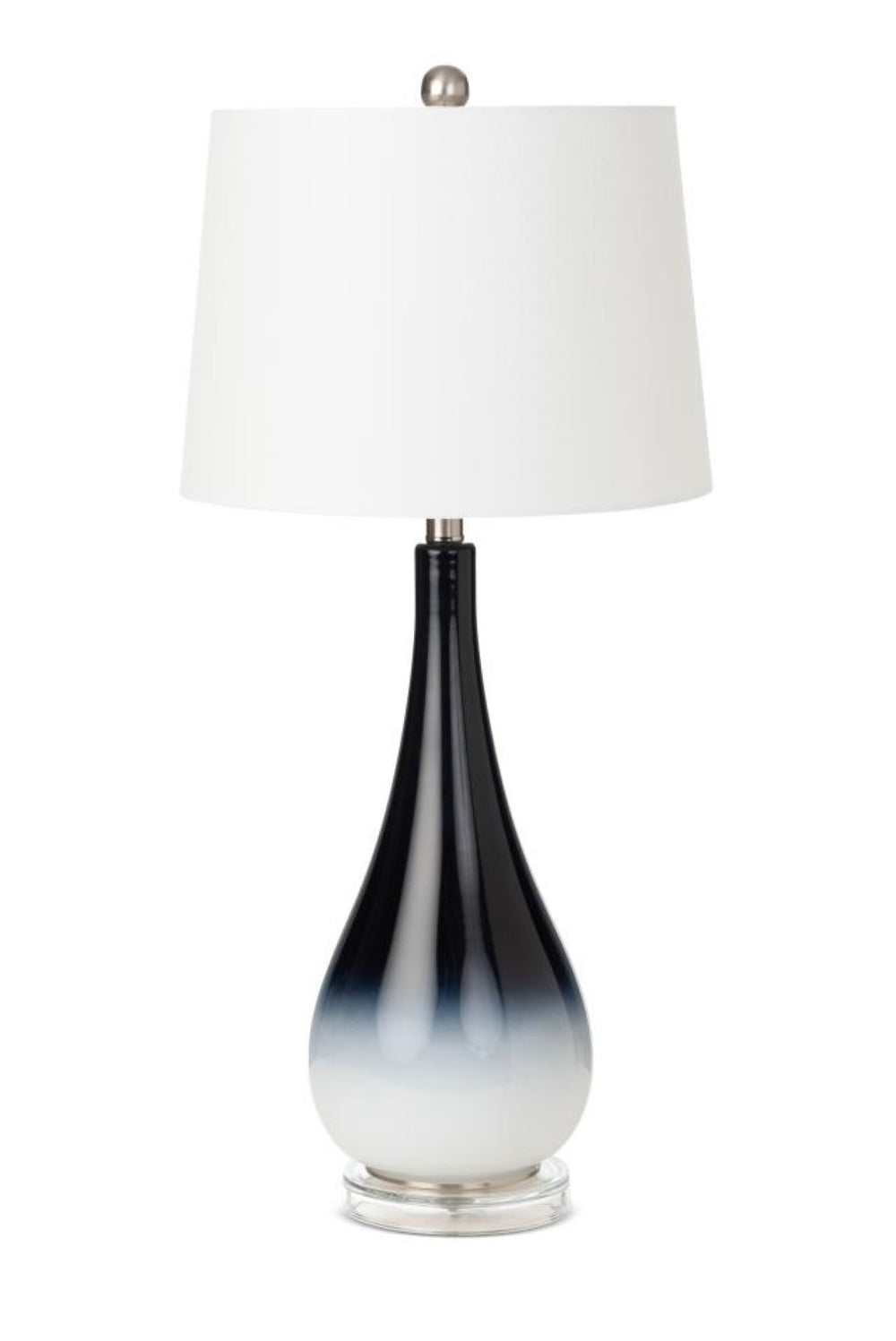 HomeRoots Set of Two 31" Black and White Glass Table Lamps with Elegant White Empire Shades for Modern Décor 488342