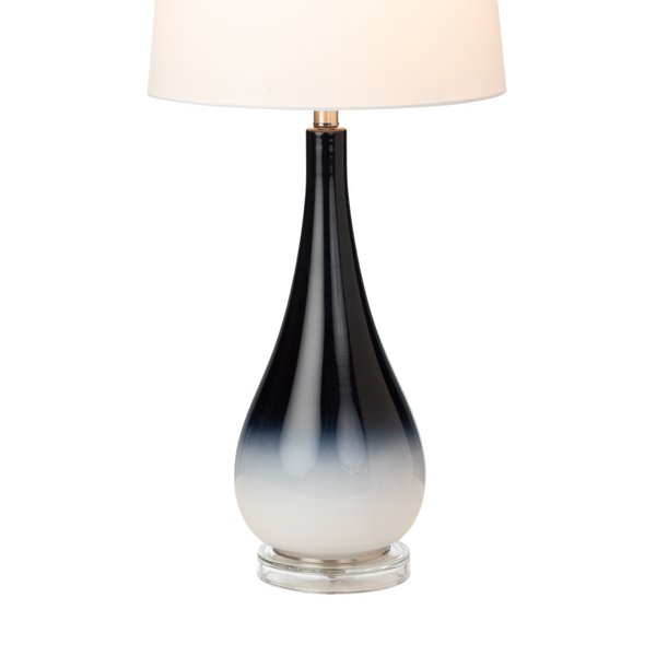 Homeroots Set Of Two 31" Black And White Glass Table Lamps With White Empire Shade   488342