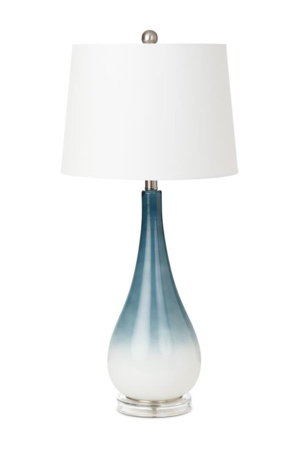 HomeRoots Set of Two 31" Blue and White Glass Table Lamps with Elegant Empire Shade for Modern Decor 488343