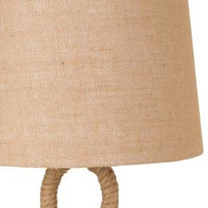 HomeRoots Set of Two 29" Coastal Rope Table Lamps with Natural Burlap Shades for Stylish Home Lighting 488348
