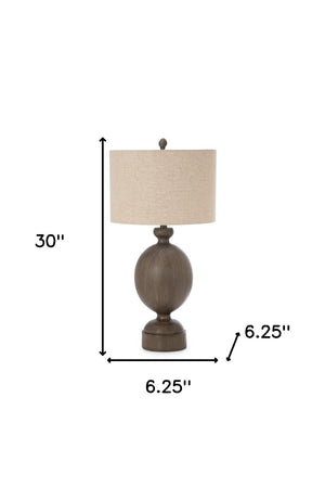 HomeRoots Set of Two 30" Brown Geometric Table Lamps with Beige Drum Shades for Stylish Home Décor Lighting 488353