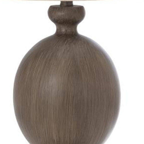 HomeRoots Set of Two 30" Brown Geometric Table Lamps with Beige Drum Shades for Stylish Home Décor Lighting 488353