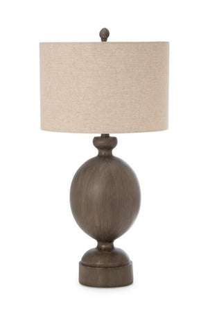 HomeRoots Set of Two 30" Brown Geometric Table Lamps with Beige Drum Shades for Stylish Home Décor Lighting 488353