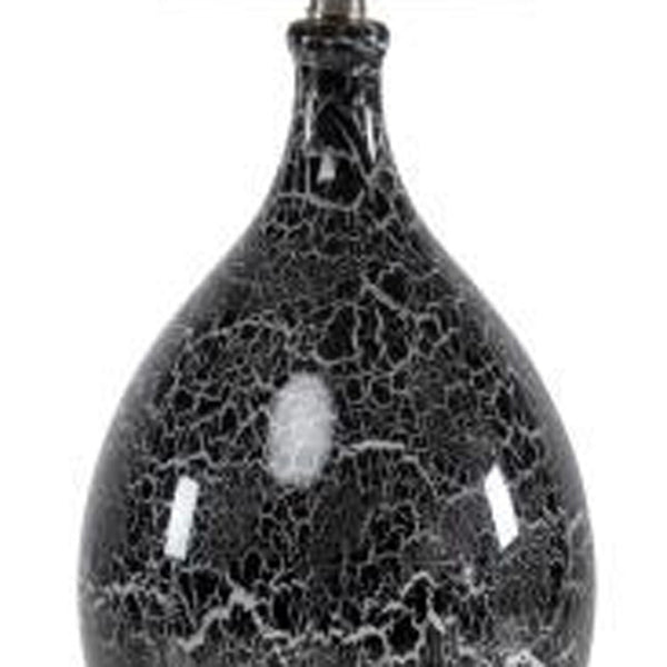 HomeRoots Set of Two 28" Gray Glass Geometric Table Lamps with Crisp White Empire Shade for Modern Décor 488354