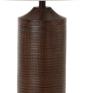 HomeRoots Set of Two 31" Distressed Brown Table Lamps with USB Ports & Beige Drum Shades for Stylish Lighting 488356