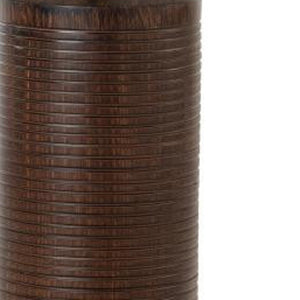 HomeRoots Set of Two 31" Distressed Brown Table Lamps with USB Ports & Beige Drum Shades for Stylish Lighting 488356