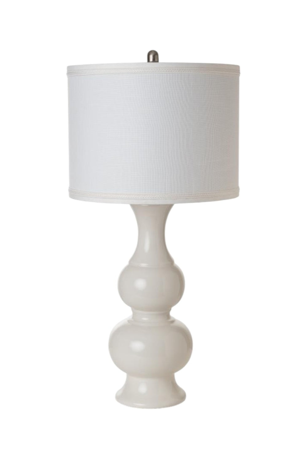 HomeRoots Set of Two 34" Off White Ceramic Gourd Table Lamps with Elegant Linen Shades for Modern Décor 488364