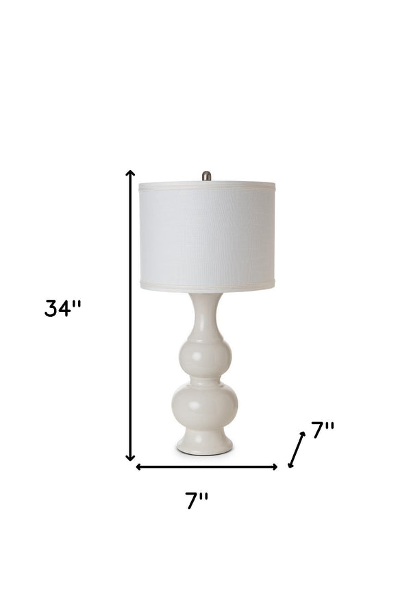 Homeroots Set Of Two 34" Off White Ceramic Gourd Table Lamp With Off White Drum Shade   488364