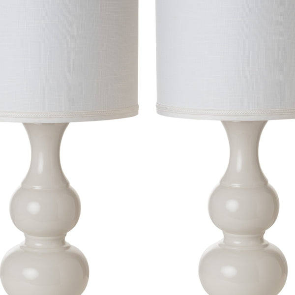 Homeroots Set Of Two 34" Off White Ceramic Gourd Table Lamp With Off White Drum Shade   488364