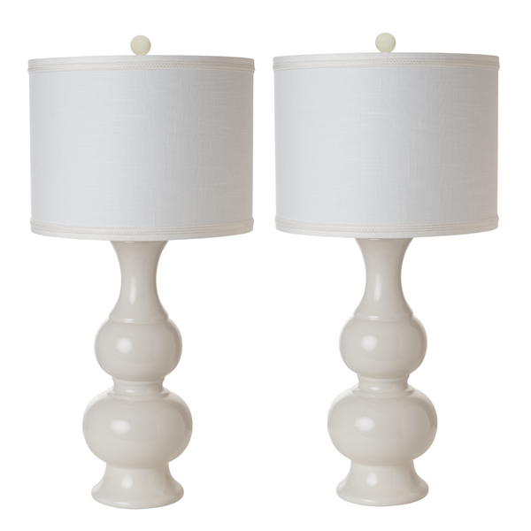 Homeroots Set Of Two 34" Off White Ceramic Gourd Table Lamp With Off White Drum Shade   488364