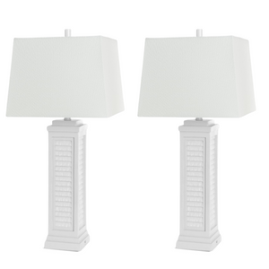 Homeroots Set Of Two 32" White Table Lamp Coastal With White Shade   488370