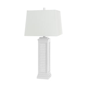 HomeRoots Set of Two 32" White Coastal Table Lamps with USB Port & Linen Shade for Stylish Home Lighting 488370