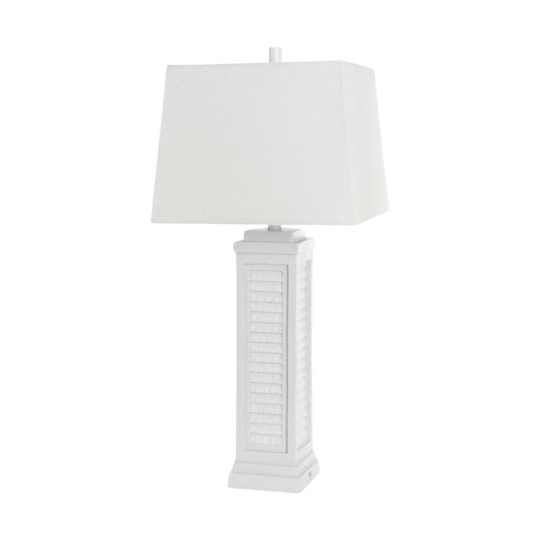 HomeRoots Set of Two 32" White Coastal Table Lamps with USB Port & Linen Shade for Stylish Home Lighting 488370